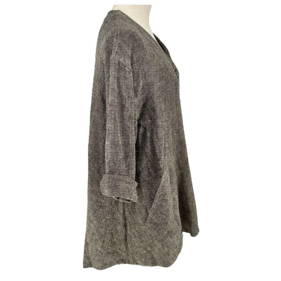 Stijfselkissie Shirt Jacket Womens XS Gray Textured Linen Drape Style Pockets - Picture 7 of 13
